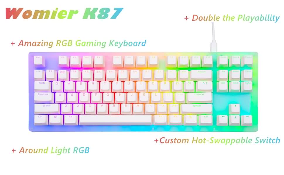 Teclado mecánico Womier K87 TKL, 87 teclas, 80% diseño RGB retroiluminado,  Hotswap, personalizado, para jugador, con tapa botánica, para PC y MAC